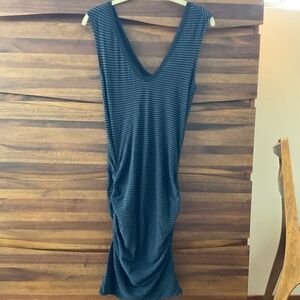 Standard James Perse Dress Blue Sleeveless Ruched Tank Size 1US xs/s v neck